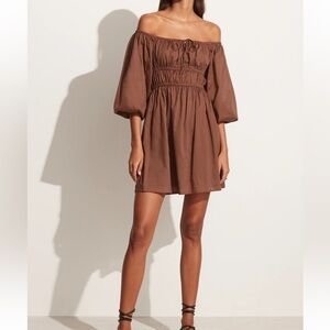 Faithfull the Brand Fabiola Mini Dress innChocolate Brown Milkmaid Size US 8